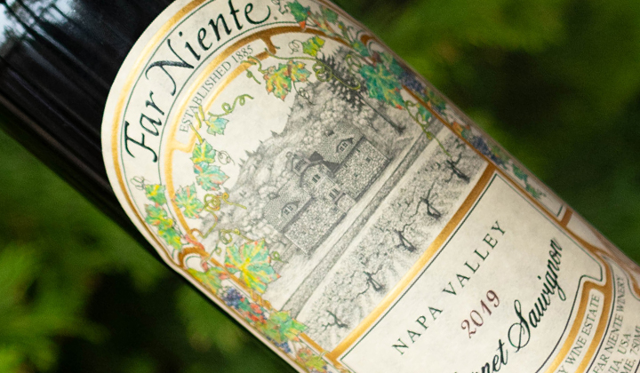 A bottle wine from Far Niente featured at the A.R. Valentien Wine Dinner.