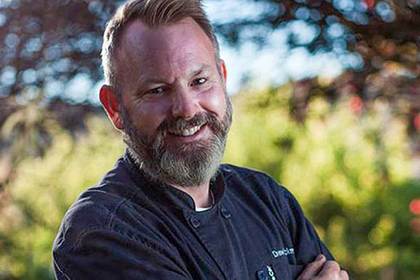 Chef Drew Deckman at Playing with Fire dinner at The Grill at Torrey Pines in La Jolla.